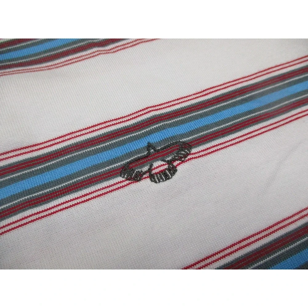 Nike Tiger Woods Polo Shirt Mens Medium White Striped Golf FitDry TW
